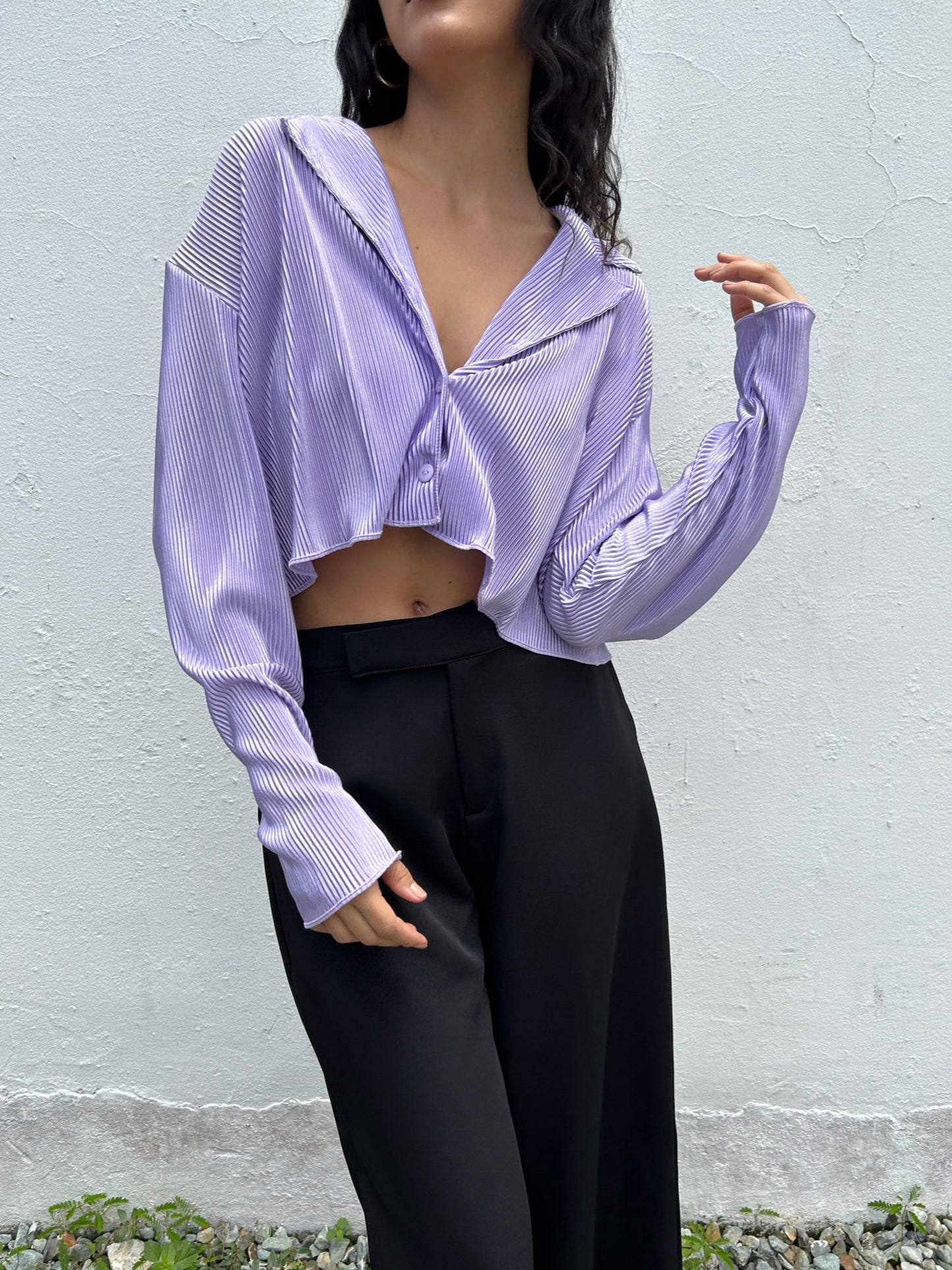 Camisa plisada corta 34CA002