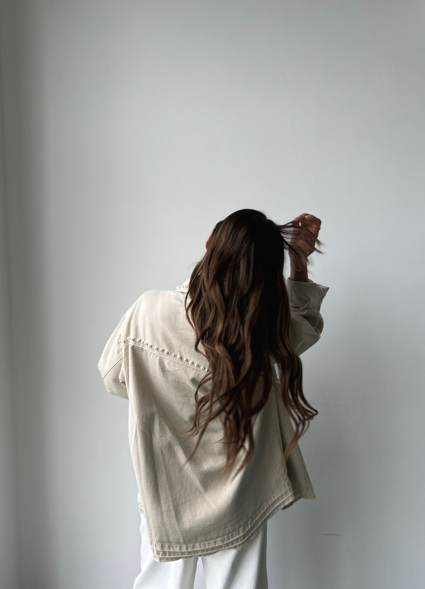 Chaqueta Denim con Perlas NCH006